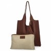 Italská kožená taška Shopper Bag s kosmetickou taštičkou 165 Čokoládová